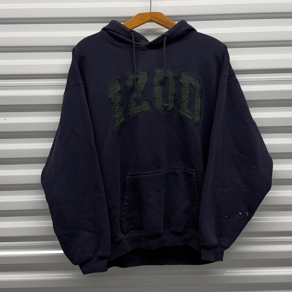 Vintage 90s Izod Embroiderd Faded Blue Mens XL Hoodie